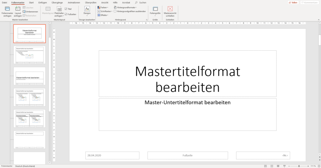 Ansicht im PowerPoint-Folienmaster